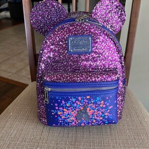 Purple Sequin Loungefly Disney backpack